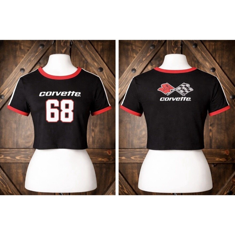 Ladies 68 Corvette Crop Top T Shirt Short Sleeve Y2K